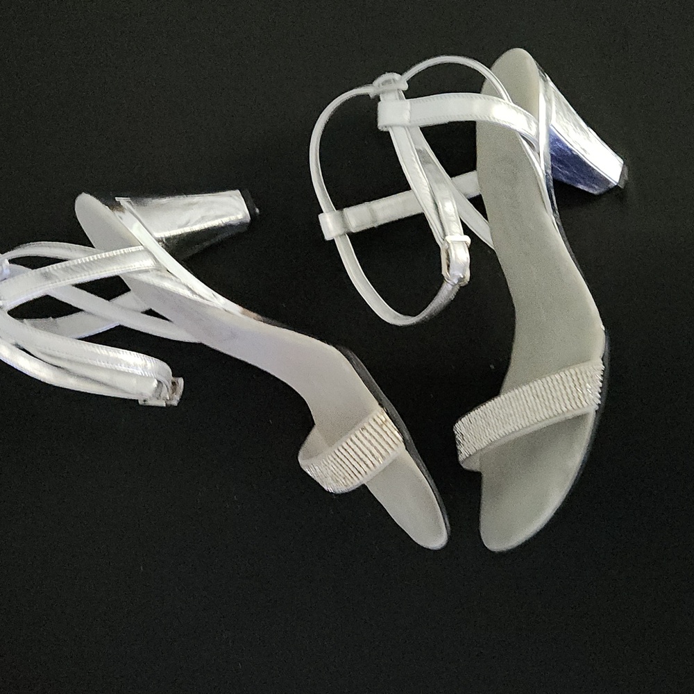 SALE ONEX -Elegant Silver Bling Strappy Heels